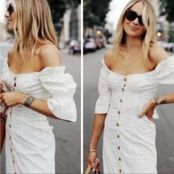 Free people cream acting cool midi dress - Picture 2 of 3